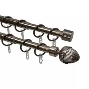 Телескопический 2-х рядный карниз, наконечник «Орех», цвет коньяк, d=16/19 мм, 160-320 см