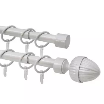 Телескопический 2-х рядный карниз, наконечник «Орех», цвет жемчуг, d=16/19 мм, 160-320 см