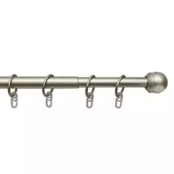 Телескопический однорядный карниз, наконечник «Классика», цвет матовый никель, d=16/19 мм, 160-320 см