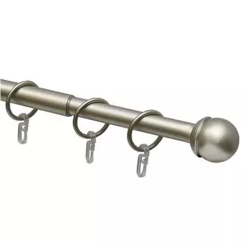 Телескопический однорядный карниз, наконечник «Классика», цвет матовый никель, d=16/19 мм, 160-320 см