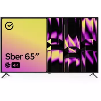 Телевизор Sber SDX-65U4014B, 65", 3840x2160, DVB-T2/C/S2, HDMI 3, USB 2, Smart TV, чёрный