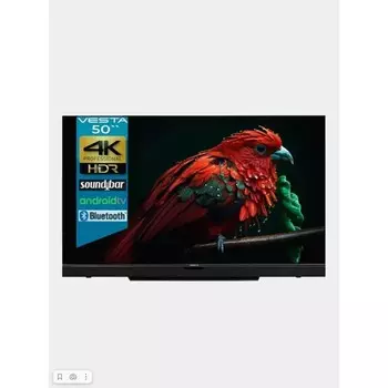 Телевизор VESTA V50MUA7500, 50", 38402160, DVB-T2/C/S2, HDMI3, USB2, Smart TV, саундбар, чёрный