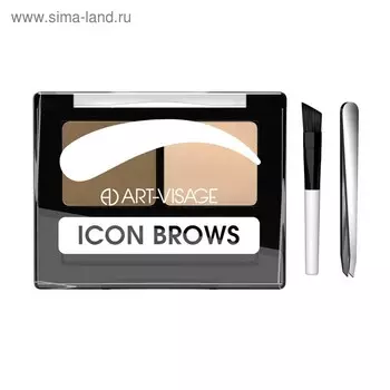 Тени для бровей Art-Visage Icon Brows, с кисточкой и пинцетом, тон 421