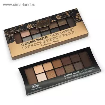 Тени для век и бровей La Rosa 12-ти цветные, №1