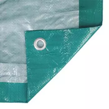 Тент защитный, 64 м, плотность 120 г/м, УФ, люверсы шаг 1 м, зелёный/серебристый