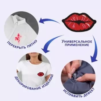 Термоаппликация «Губы», 6.93.9 см, красная