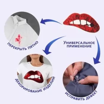 Термоаппликация «Губы», с пайетками, 28 15 см, цвет красный