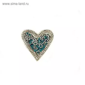 Термоаппликация «Сердце голубое», размер 5x4,5 см