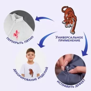 Термоаппликация «Тигр», 15 8 см, цвет оранжевый