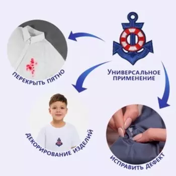 Термоаппликация «Якорь», 65 см, синяя