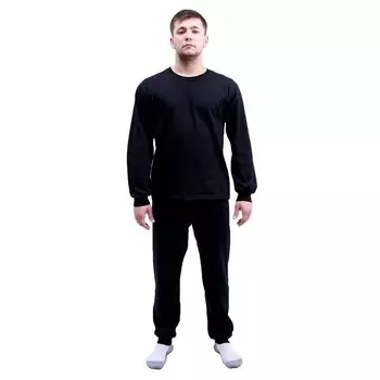 Термобелье мужское с начёсом, размер 48, чёрное