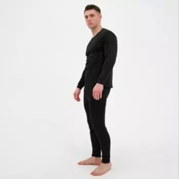 Термобельё мужское (лонгслив, кальсоны), цвет чёрный, размер 54