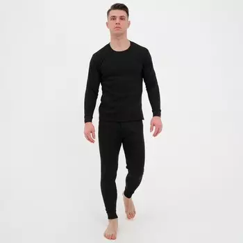 Термобельё мужское (лонгслив, кальсоны), цвет чёрный, размер 56