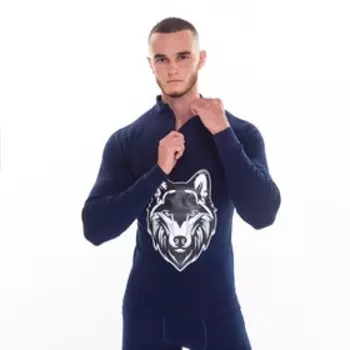 Термобельё мужское НАЧЁС (фуфайка, кальсоны) принт волк, цвет тёмно-синий, размер 50