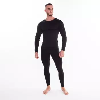 Термобельё мужское НАЧЁС (лонгслив, кальсоны), цвет чёрный, размер 54-56