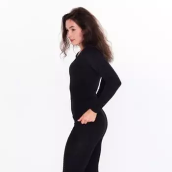 Термобельё женское (лонгслив, леггинсы), цвет чёрный, размер 54 (XL)