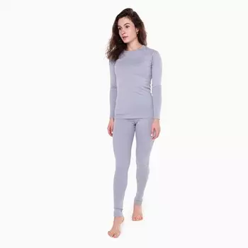 Термобельё женское (лонгслив, леггинсы), цвет светло-серый, размер 42