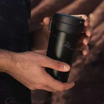 Термокружка РОСКОСМОС х ONLYTOP, 380 мл, чёрная