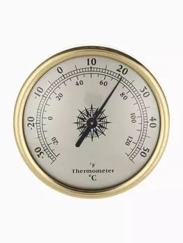 Термометр механический, настенный, d=7.2 см, золотая рамка