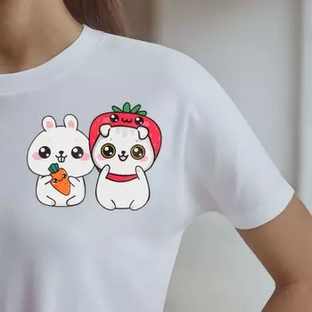 Термонаклейка для текстиля «Кролики», 8.97 × 7,07 см