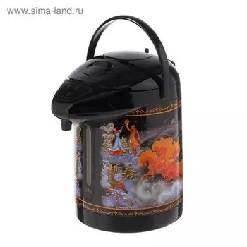 Термопот "ВАСИЛИСА" ВА-5003, 2.8 л, 820 Вт, чёрный с рисунком