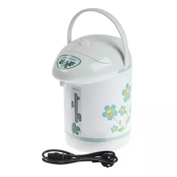 Термопот Волжанка ТМП-001, 750 Вт, 2.5 л, белый, рисунок "Цветы"