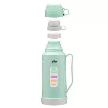 Термос 1.8 л, со стеклянной колбой, сохраняет тепло 12 ч, с кружкой, зелёный