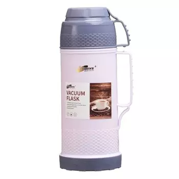 Термос 1 л, со стеклянной колбой, сохраняет тепло 12 ч, с кружкой, розовый