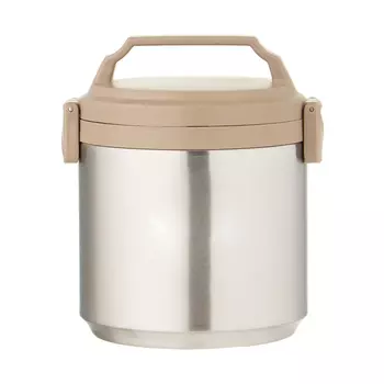Термос для еды, 1.8 л, сохраняет тепло до 8 ч, нержавеющая сталь, серебристый, бежевый