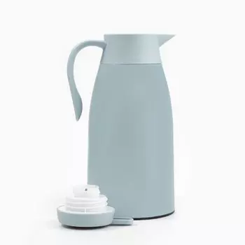 Термос-кофейник, 1.5 л, сохраняет тепло 24 ч, с термометром, стеклянная колба, серый