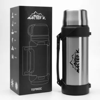 Термос Мастер К «Тропа», 31.512 см, с кружкой, сохраняет тепло 24 ч, нержавеющая сталь, цвет хром