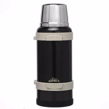 Термос Мастер К Volume, 3.2 л, с ситечком, с двумя кружками, сохраняет тепло 72 ч, нержавеющая сталь, чёрный