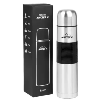 Термос Мастер К «Гильза», 1 л, с кружкой, сохраняет тепло 24 ч, нержавеющая сталь