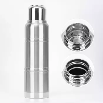 Термос Мастер К Warm, 1.5 л, c кружкой, с ситечком, сохраняет тепло 24 ч, чехол, нержавеющая сталь