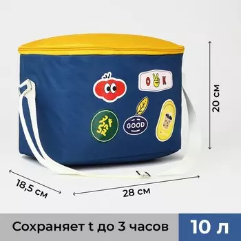 Термосумка на молнии, 10 л, цвет жёлтый/синий