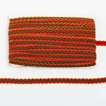 Тесьма, 1,2 см, по 50 м, цвет жёлто-красно-зелёный