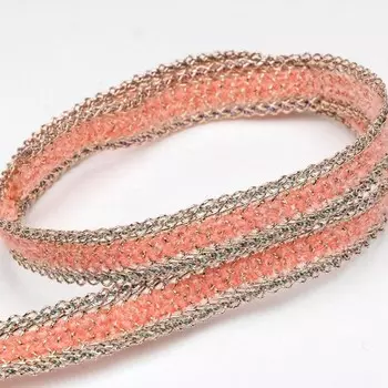 Тесьма декоративная, цвет золото, розовый