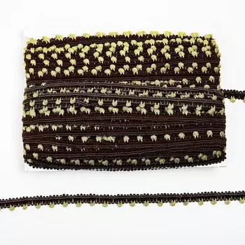 Тесьма коричневая с золотом, ширина 1,4 см, по 50 м
