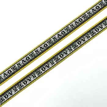 Тесьма Love, ширина 1 см, цвет белый, чёрный, жёлтый