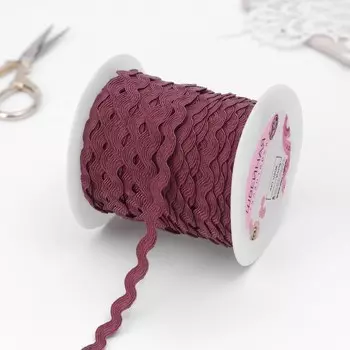 Тесьма отделочная «Вьюнчик», 5 мм, 27 ± 1 м, цвет бордовый