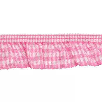Тесьма-рюш эластичная односторонняя 20 мм/22,86 м, цвет розовый