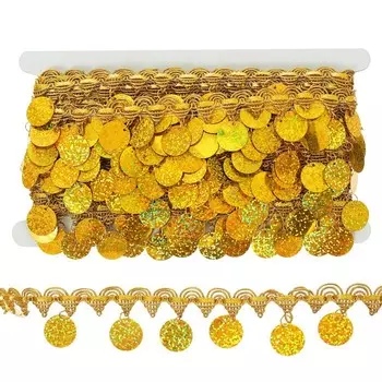 Тесьма золотая с монетками 4 см, по 10 м