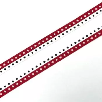 Тесьма «Звездочки», ширина 1 см, цвет красный, белый
