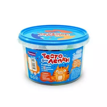 Тесто для лепки 12 цветов по 70 г + 21 формочка, скалка в ведре