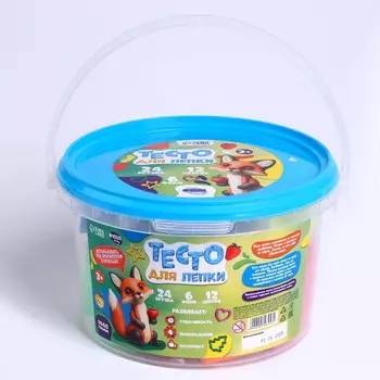 Тесто для лепки, 24 бруска, 12 цветов, 60 гр.