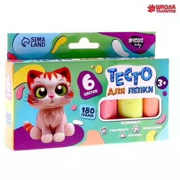Тесто для лепки пастельное 6 цв, 30 гр