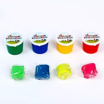 Тесто для лепки «Синий трактор» 4 цв, неон, 50 г