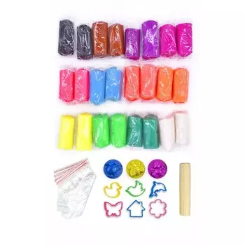 Тесто для лепки в коробке, тесто 600 г, 18 цветов, 9 форм, скалка