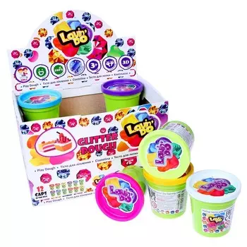 Тесто для лепки в стакане сглиттером, МИКС