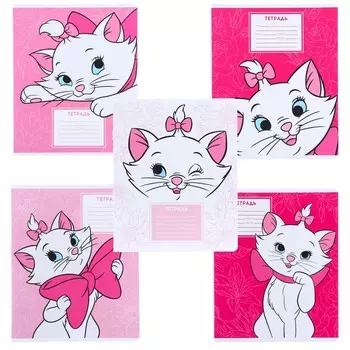 Тетрадь в косую линейку 12 листов, 5 видов МИКС, обложка мелованный картон, Коты Аристократы